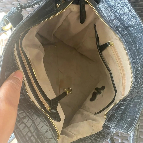 Brahmin Croc Embossed Tote Bag, Black - Picture 7 of 17